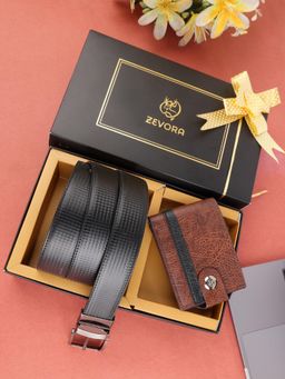 ZEVORA - Men Accessory Reversiable Belt and Wallet Gift Set-Black