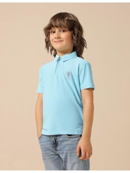 U.S. POLO ASSN. - Kids Boys Solid Regular Fit Polo T-Shirt- Blue