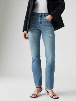 Levi's - Women's Mid Rise 501 Regular Fit Blue Jeans