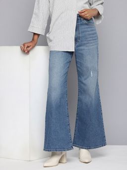 Levi's - Women's Blue Ribcage Bell Bottom Wide Leg High Rise Jeans