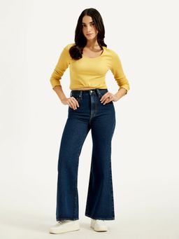 Levi's - Women's High Rise Ribcage Navy Bell Bottom Jeans