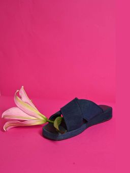 Chal Shoes - Tara Cross Dark Blue Sliders