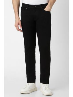 Peter England - Men Black Dark Wash Slim Jeans