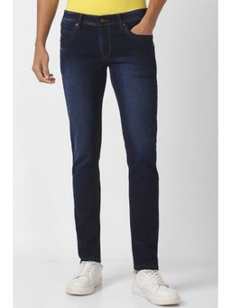 Peter England - Men Navy Blue Dark Wash Low Skinny Fit Jeans