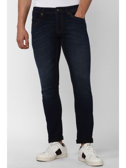 Peter England - Men Navy Blue Dark Wash Low Skinny Fit Jeans