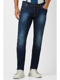 Peter England - Men Navy Blue Dark Wash Slim Jeans