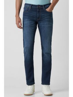 Peter England - Men Navy Blue Light Wash Classic Jeans