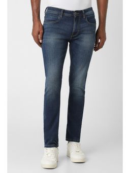 Peter England - Men Navy Blue Mid Wash Slim Jeans