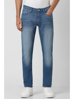 Peter England - Men Blue Mid Wash Slim Jeans