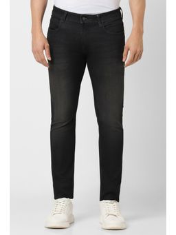 Peter England - Men Black Dark Wash Low Skinny Fit Jeans