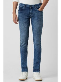 Peter England - Men Blue Mid Wash Low Skinny Fit Jeans