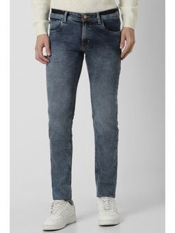 Peter England - Men Blue Mid Wash Low Skinny Fit Jeans