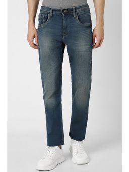 Van Heusen - Men Navy Blue Mid Wash Regular Fit Jeans