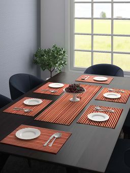 Saral Home - Red Dining Table Kitchen Placemats Set of 7 (6 Mat -33 x 45 Cm, 1 Runner 33 x 120 Cm)