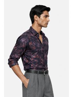 Snitch - Men Navy Blue Cotton Full Sleeves Shirt