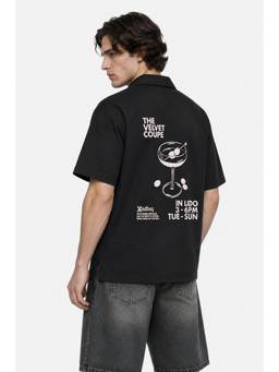 Snitch - Men Black Cotton Half Sleeves Shirt