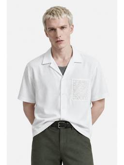 Snitch - Men White Cotton Half Sleeves Shirt