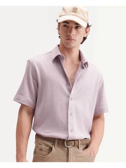 Rare Rabbit - Giov-S Men Light Pink Jacquard Shirt