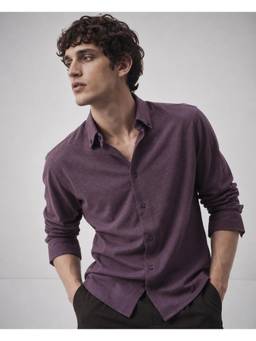 Rare Rabbit - Kenway Men Purple Solid Button-Down Collar Shirt