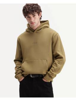 Rare Rabbit - Kore S Men Dusky Mustard Solid Hooded Sweatshirt