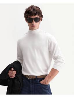 Rare Rabbit - Mick-A26 Men Off White Solid High Neck T-Shirt