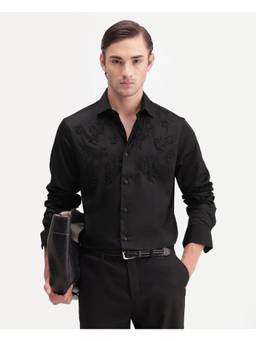 Rare Rabbit - Radi Men Black Embroidered Casual Shirt