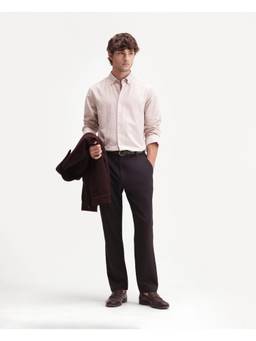 Rare Rabbit - Travel-Aw26 Men Dark Maroon Plain Formal Trousers