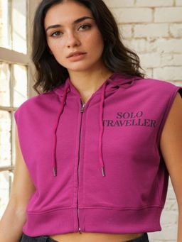 Freehand - Boxy Fit Typography Sleeveless Hoodie