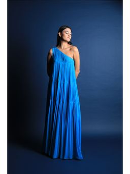 Swatee Singh - One Shoulder Ruched Tiered Maxi