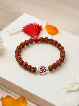 Zavya - 925 Sterling Silver Om Rakhi for Brother Brown