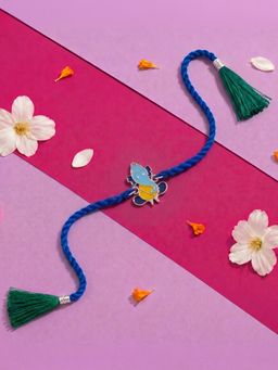 Zavya - 925 Sterling Silver Ganesha Rakhi for Brother Blue