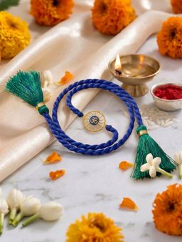 Zavya - 925 Sterling Silver Om Rakhi for Brother Gold