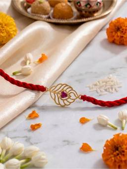 Zavya - 925 Sterling Silver Gold Plated Peacock Rakhi for Brother Gold