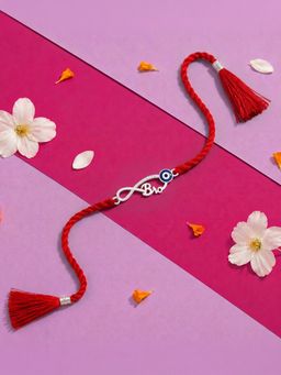 Zavya - 925 Sterling Silver Infinity Rakhi for Brother Red