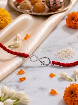 Zavya - 925 Sterling Silver Infinity Rakhi for Brother Red