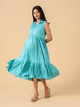 The Mom Store - Icy Turquoise Maternity Dress
