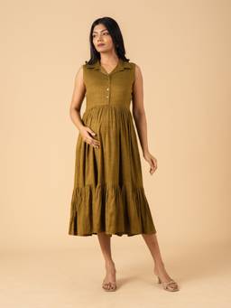 The Mom Store - Olive-Moss Maternity Dress