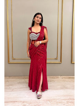 Label Simran Kochher - Blood Red Gown