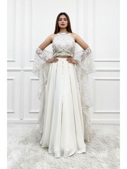Label Simran Kochher - Ivory Lehenga with Blouse and Dupatta (Set of 3)