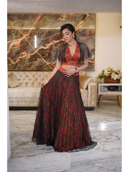 Label Simran Kochher - Red Garden Dream Lehenga (Set of 2)
