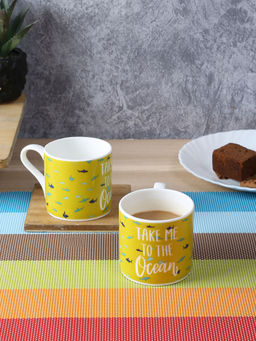 HomeTown - Bahamas Bone China Ocean Tea Mugs Set Of 6 220 Ml in Multi Colour