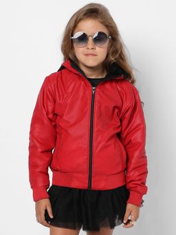 Instafab - Girls Crimson Red Fleece Lined Puffer Jacket