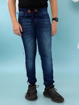 Instafab - Boys Blue Contrast Side-Striped Denim Jeans