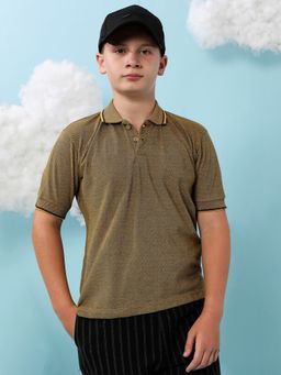 Instafab - Boys Olive Green Basic Polo T-Shirt