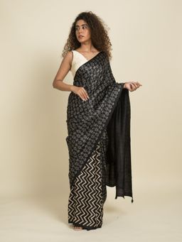 Suta - Black Floral Print Modal Saree
