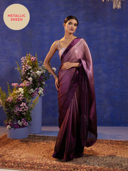 Gajra Gang - Glitterati Purple Double Shaded Fabric Border saree GGSAR16