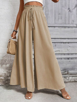 Outzidr - Beige Wide Leg Trouser