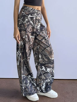 Outzidr - Grey Paint Splatter Patterned Pant