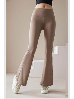 Outzidr - Brown Casual Flared Trouser