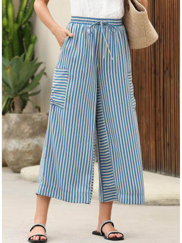 Outzidr - Blue Contrast Waist Band Straight Fit